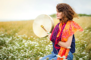 Shamanic Healing. Drum on the downs